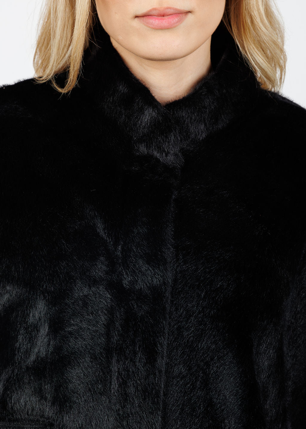 BK Dewi Faux Fur Cape in Black available at Barbara Katz