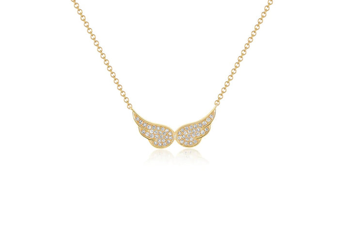 EF Collections Diamond Double Angel Wing Necklace