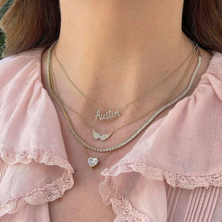 Ef Collections Diamond Double Angel Wing Necklace