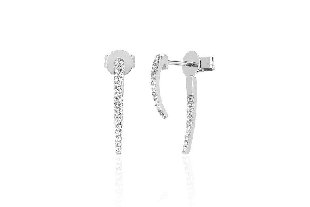 EF Collections 14K White Gold Diamond Hook Stud Earrings 