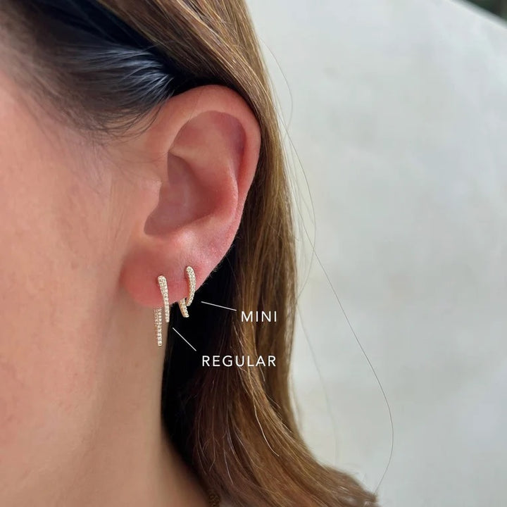 EF Collections 14K White Gold Diamond Hook Stud Earrings 
