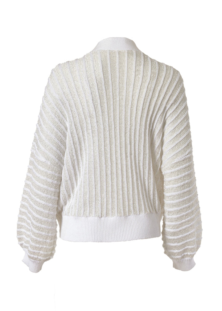 Diomi Open Knit Crochet Cardigan in White available at Barbara Katz
