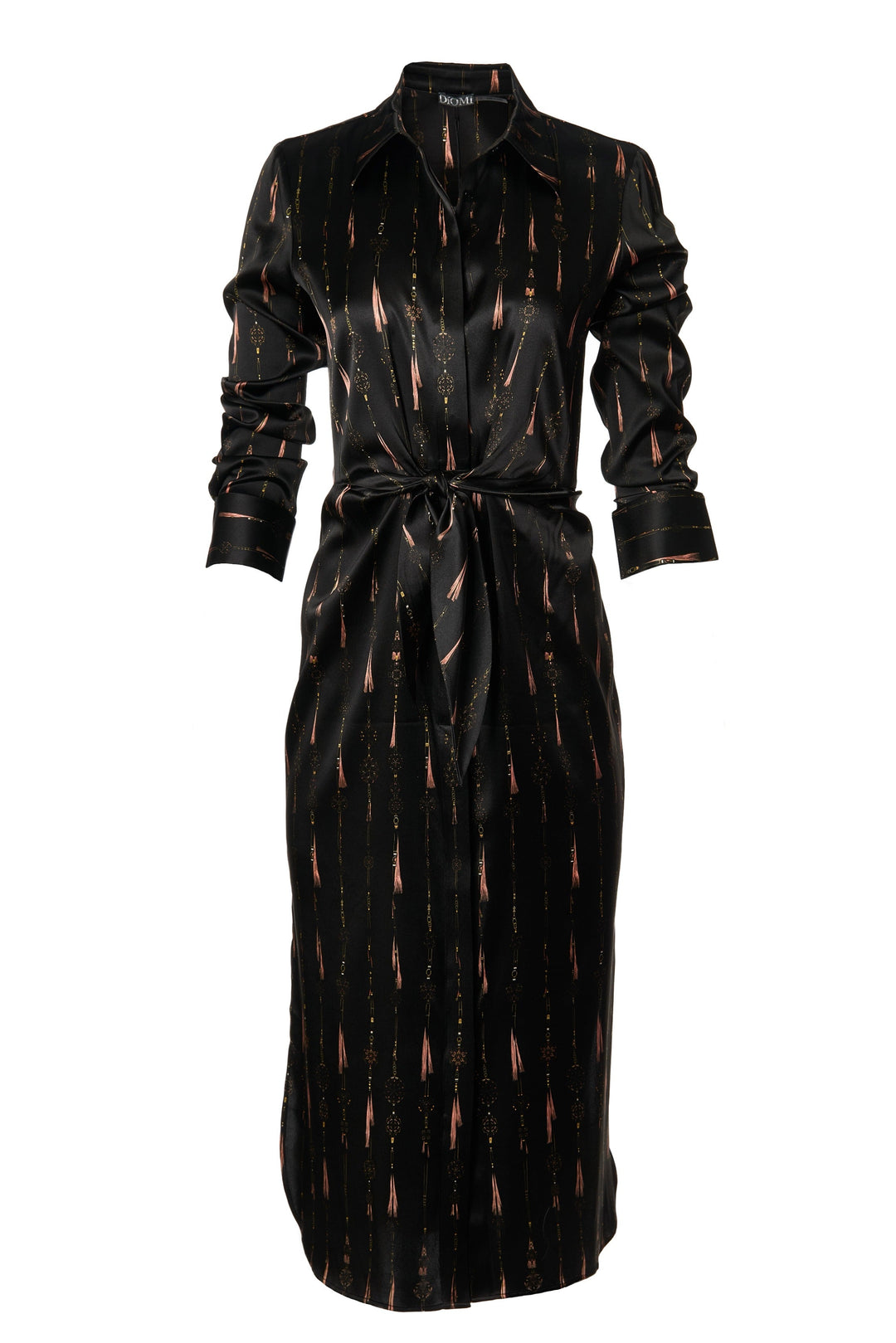 Diomi Amelia Silk Dress - Black Tassel Print available at Barbara Katz