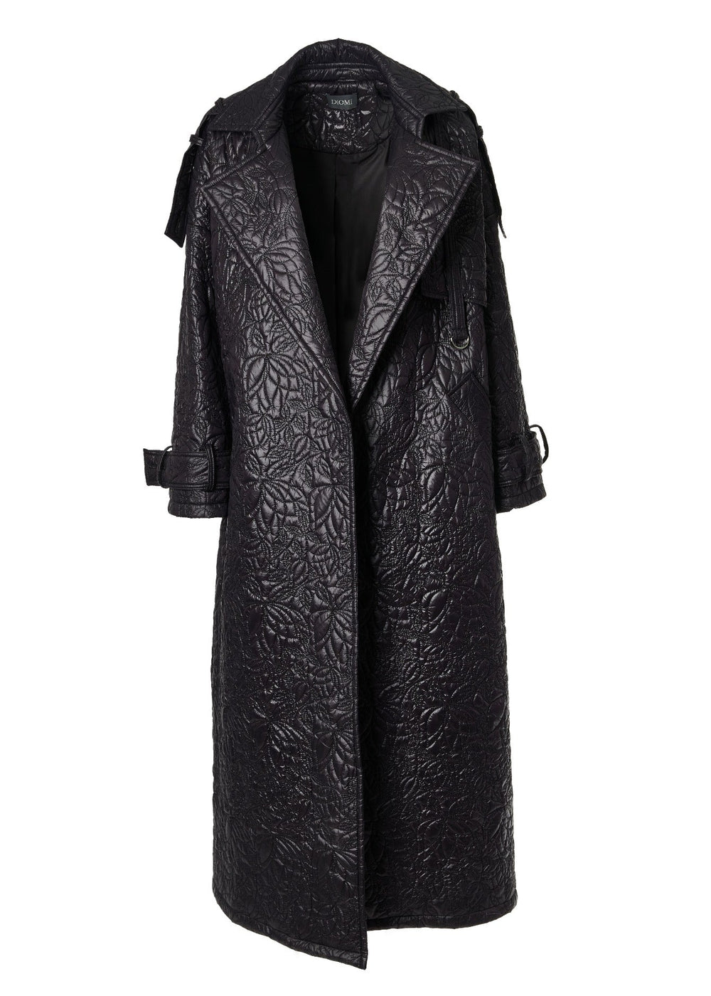 Diomi Embroidered Nylon Oversized Trench Coat in Black available at Barbara Katz