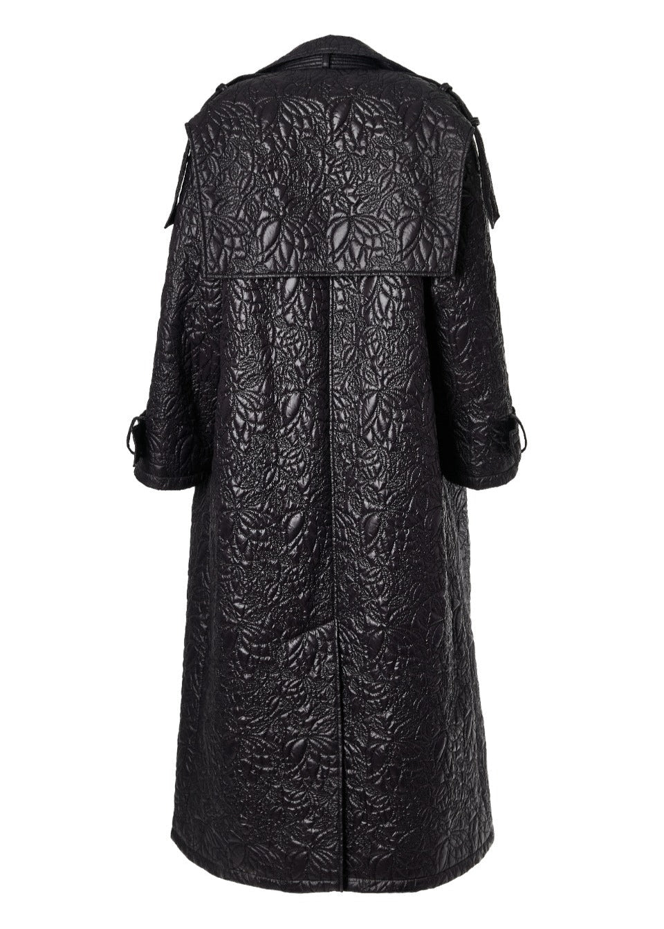 Diomi Embroidered Nylon Oversized Trench Coat in Black available at Barbara Katz