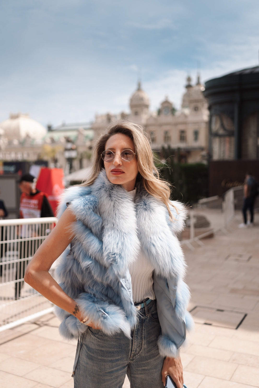 SILK REVERSIBLE SHORT VEST SOFT CHAMBRAY