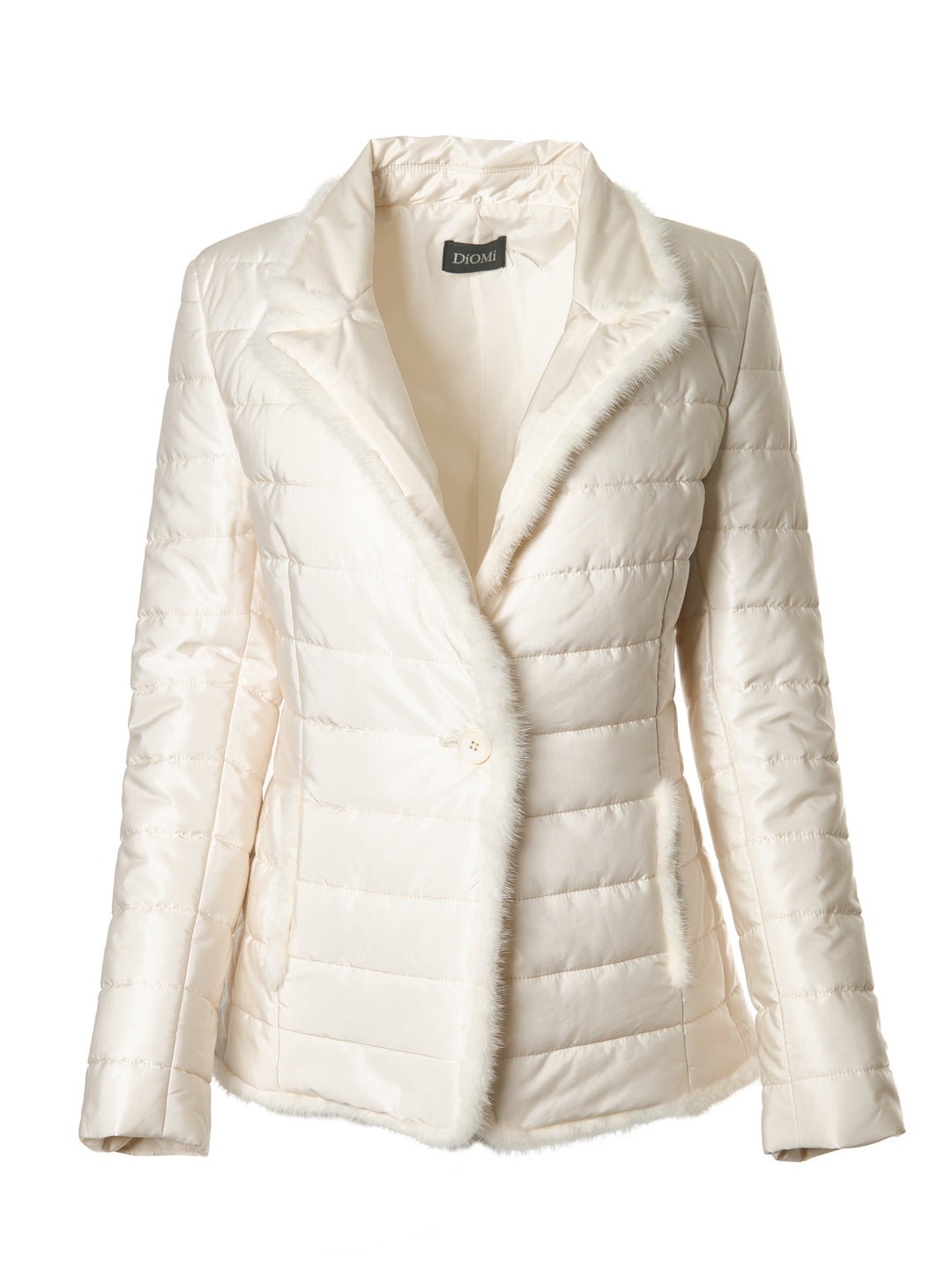 Quilted Nylon Mink Jacket In Ivory
