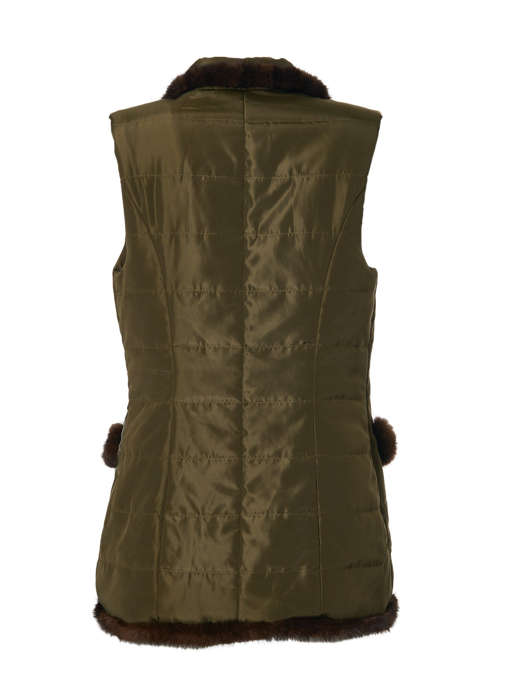 Diomi Mink Nylon Vest in Army Green available at Barbara Katz