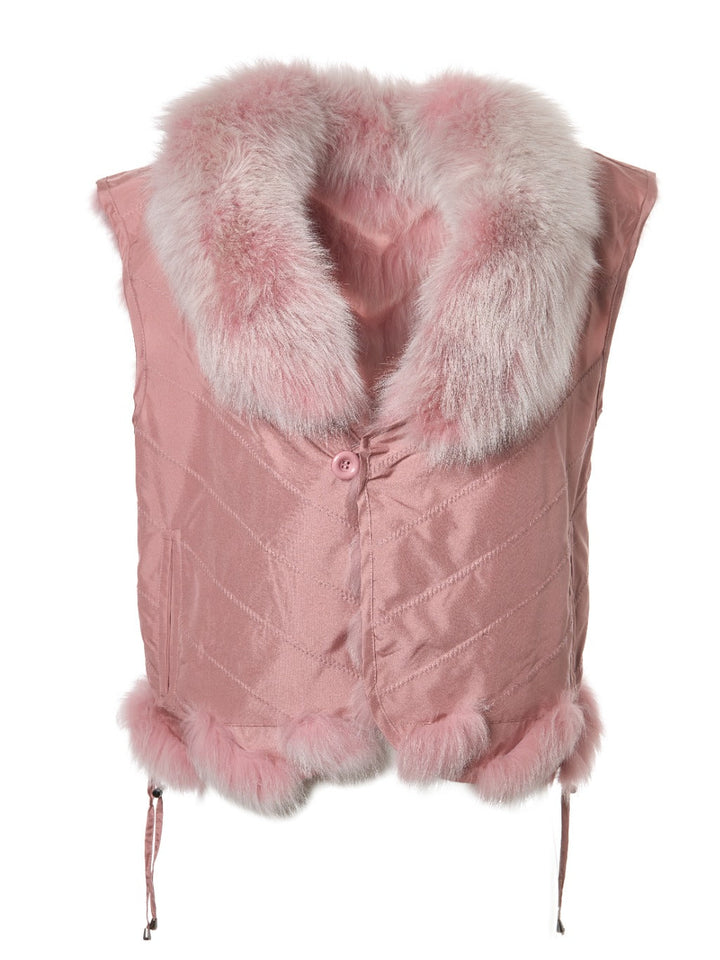 Diomi Silk Reversible Short Vest Soft in Lilas Lunar available at Barbara Katz
