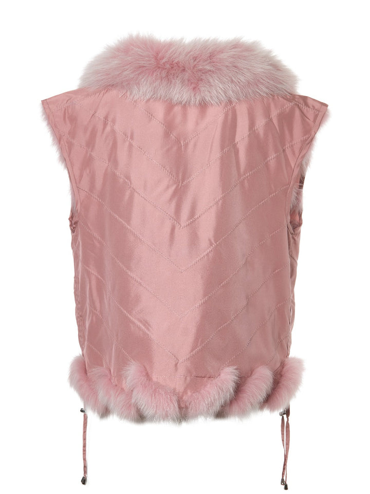 Diomi Silk Reversible Short Vest Soft in Lilas Lunar available at Barbara Katz