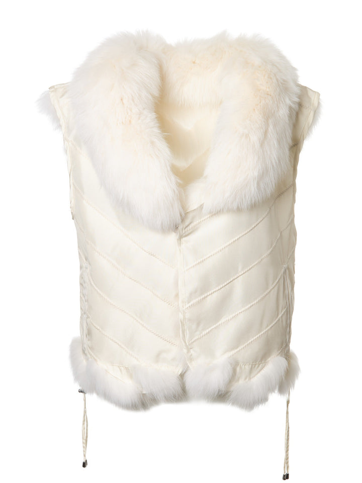 Diomi Silk Reversible Short Vest Soft in Arctic White available at Barbara Katz