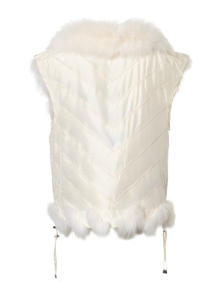 Diomi Silk Reversible Short Vest Soft in Arctic White available at Barbara Katz