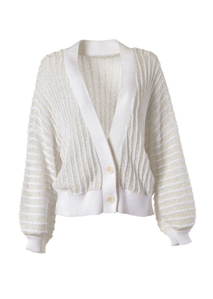 Diomi Open Knit Crochet Cardigan in White available at Barbara Katz