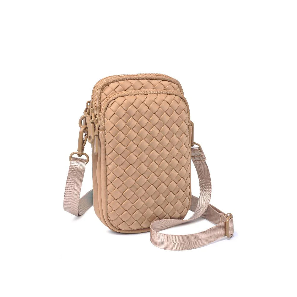 Sol and Selene Divide & Conquer Woven Crossbody Bag in Nude available at Barbara Katz