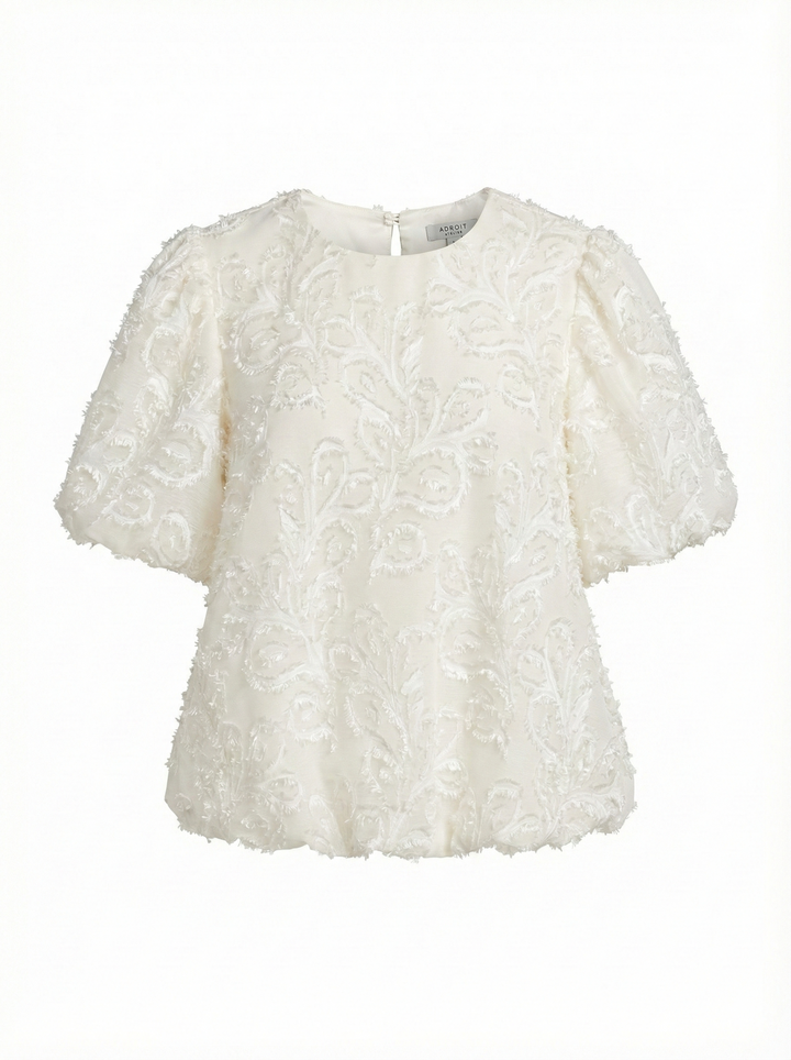 Adroit Atelier Dixie Balloon-Sleeve Blouse in White available at Barbara Katz