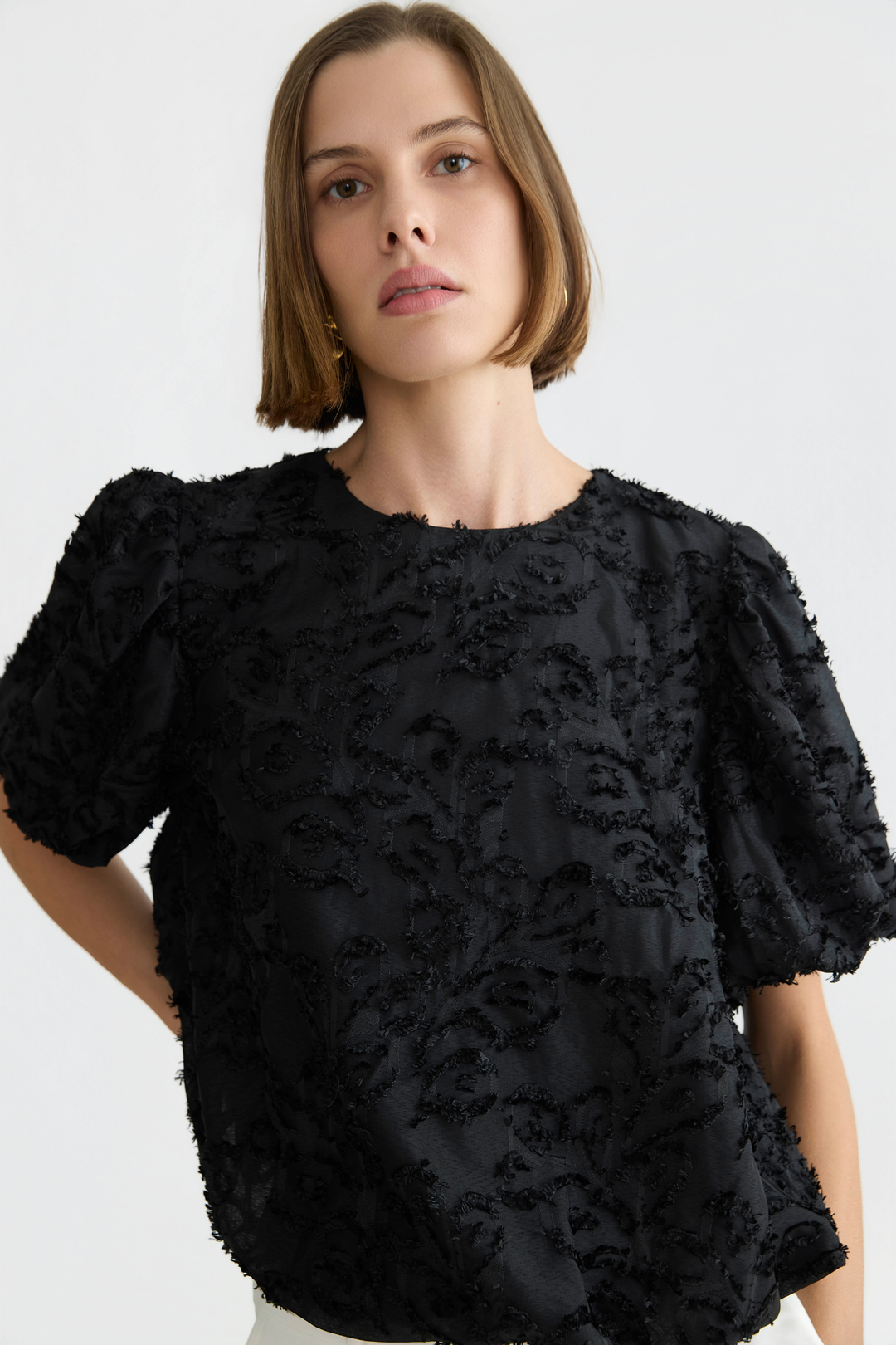 Adroit Atelier Dixie Balloon-Sleeve Blouse in Black available at Barbara Katz