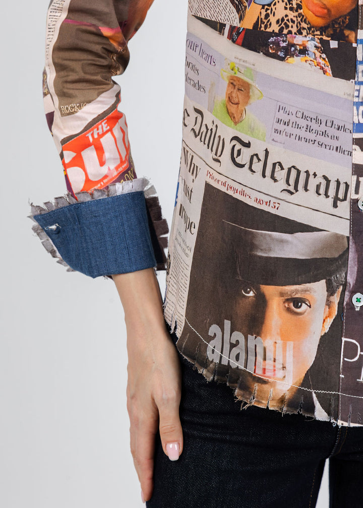 Dizzy-Lizzie Cape Cod Frayed Shirt in Rock & Roll Purple Rain Print available at Barbara Katz