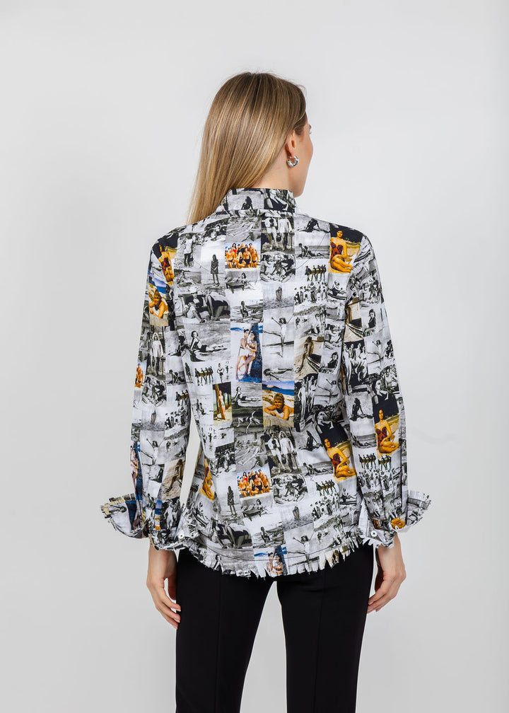 Dizzy-Lizzie Cape Cod Frayed Shirt in Sunbathers available at Barbara Katz