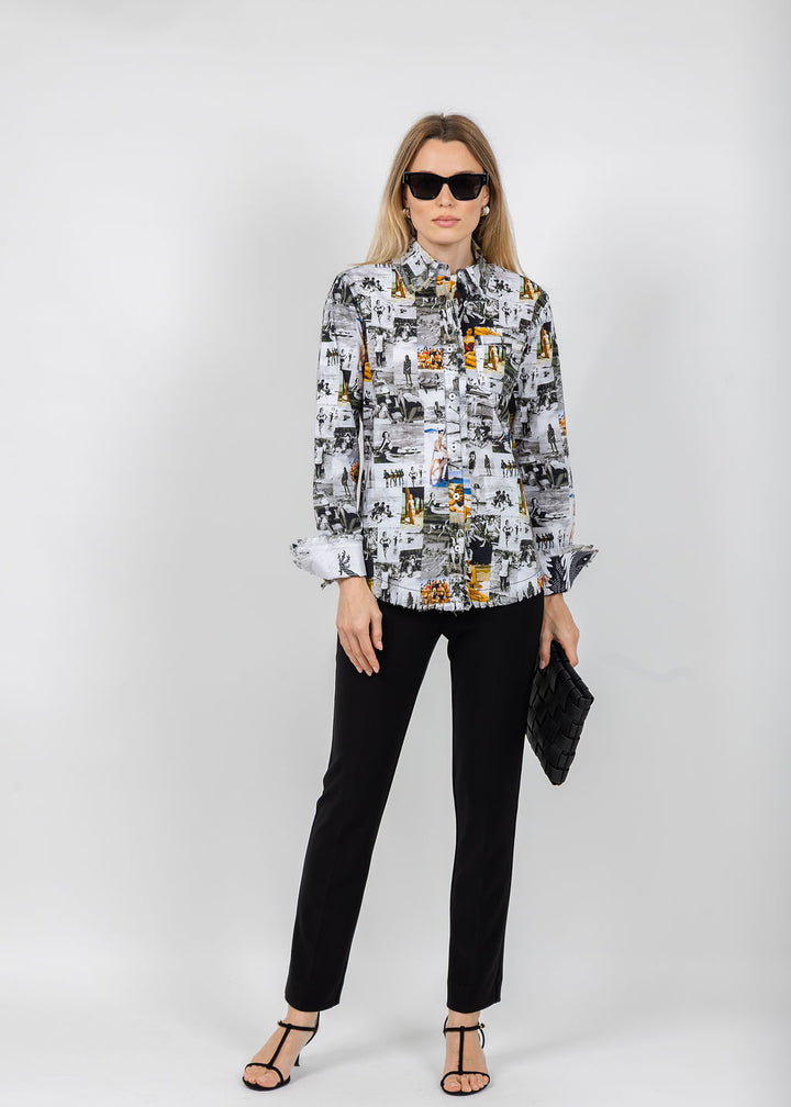 Dizzy-Lizzie Cape Cod Frayed Shirt in Sunbathers available at Barbara Katz