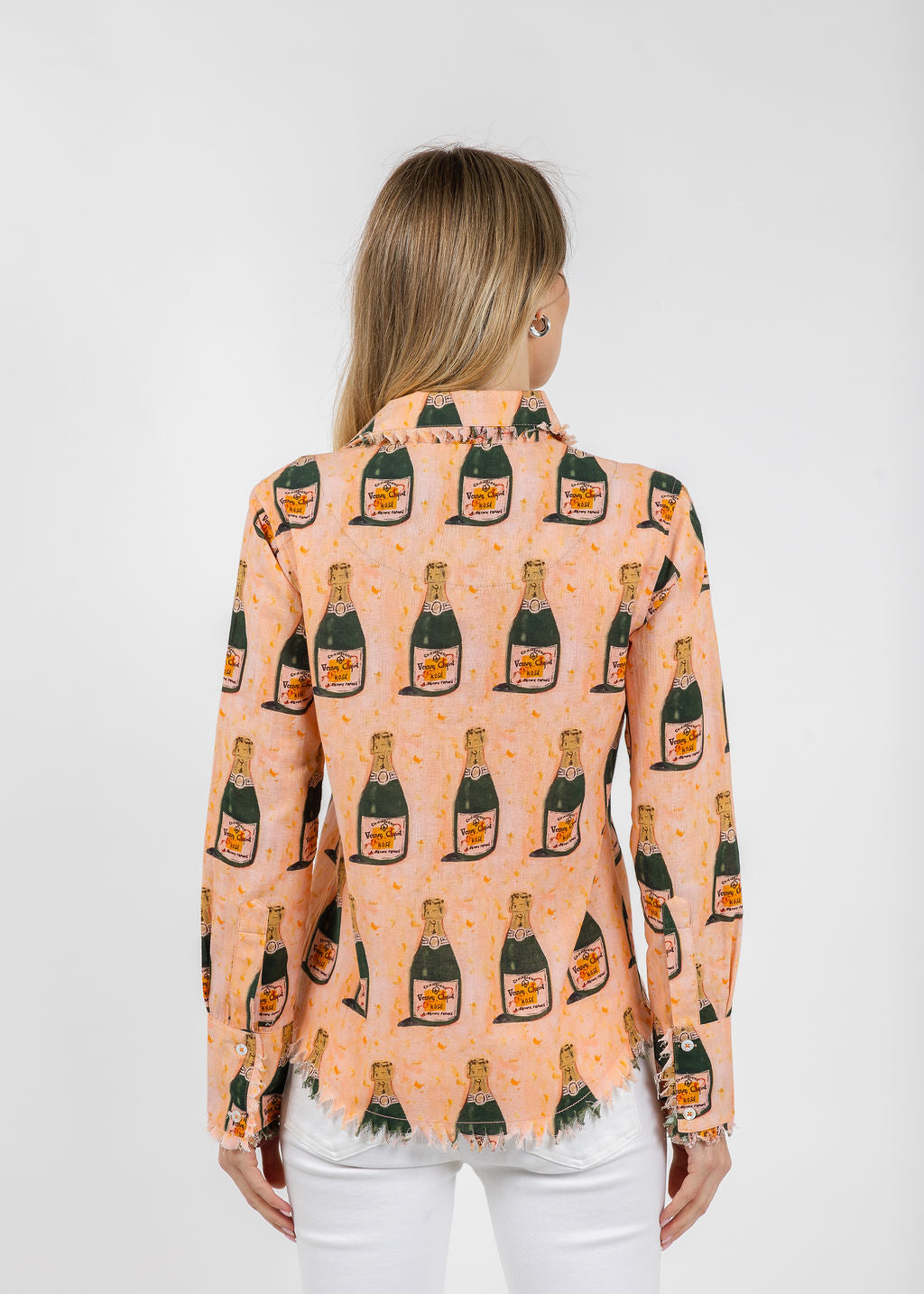 Dizzy-Lizzie Cape Cod Frayed Shirt in Champagne Print available at Barbara Katz