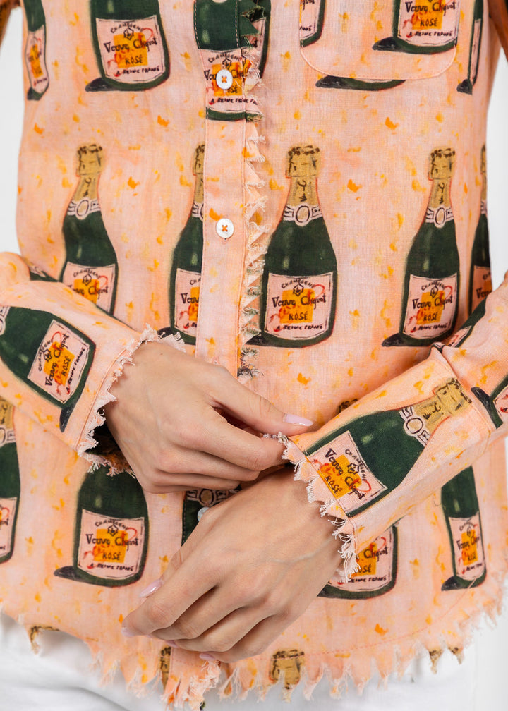 Dizzy-Lizzie Cape Cod Frayed Shirt in Champagne Print available at Barbara Katz