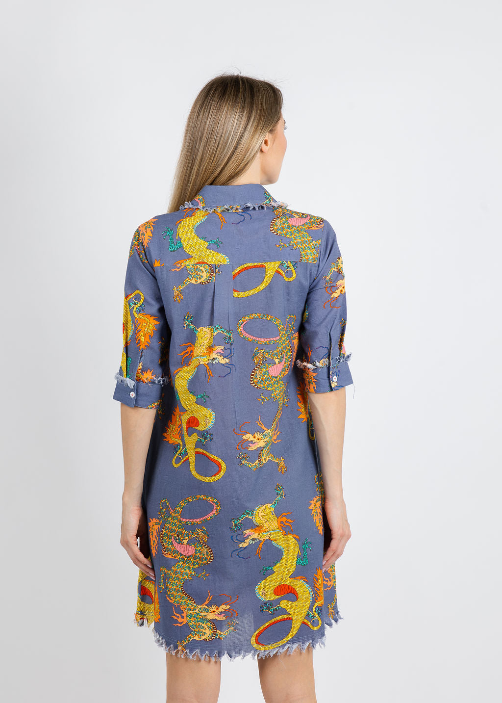 Dizzy-Lizzie Chatham Dress in Blue Dragons available at Barbara Katz