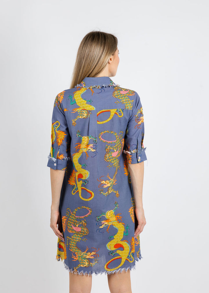 Dizzy-Lizzie Chatham Dress in Blue Dragons available at Barbara Katz