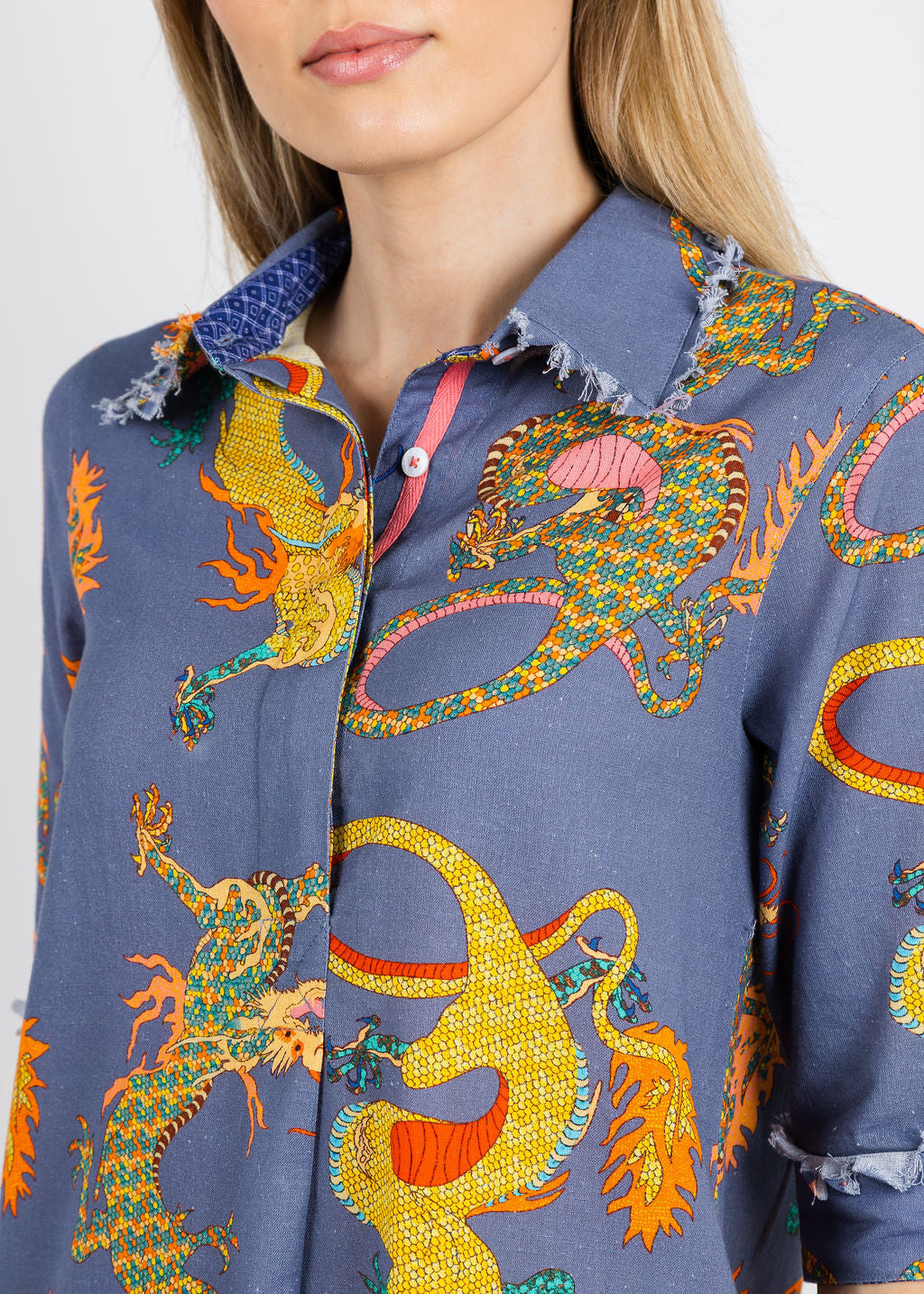 Dizzy-Lizzie Chatham Dress in Blue Dragons available at Barbara Katz