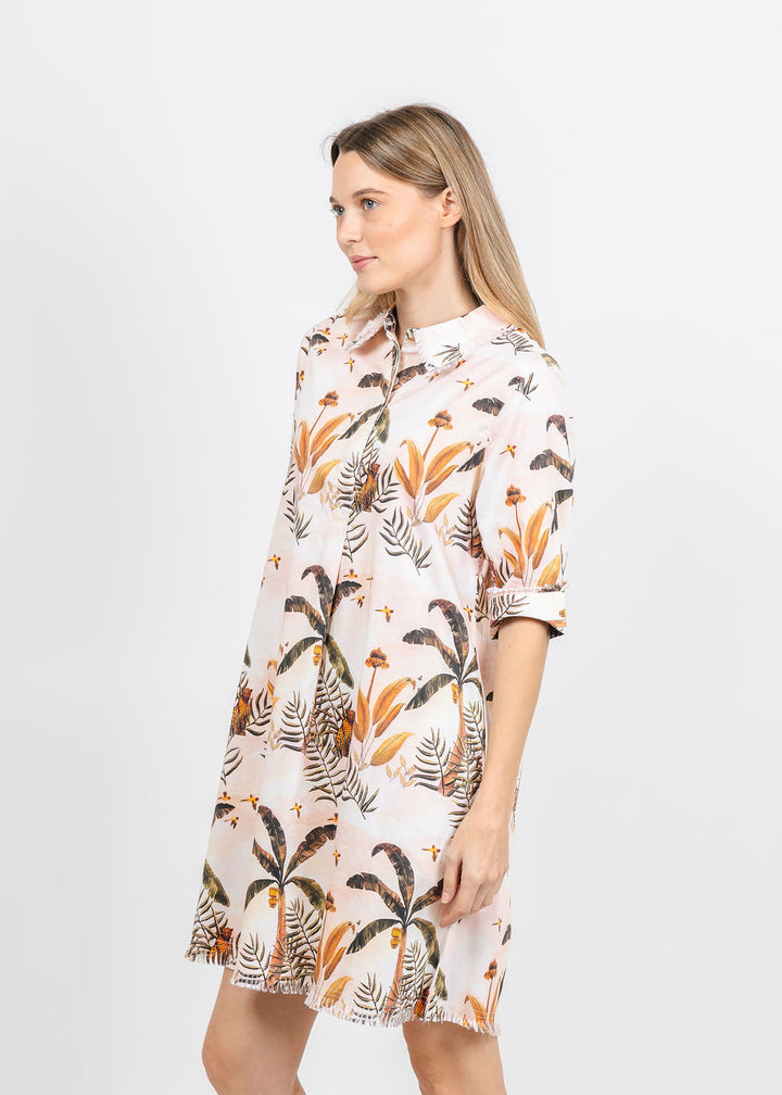 Dizzy-Lizzie Chatham Dress in Ivory Safari Print available at Barbara Katz