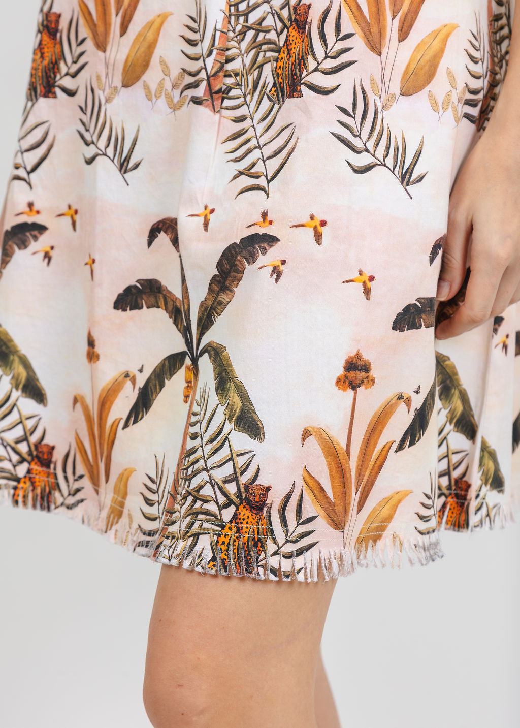 Dizzy-Lizzie Chatham Dress in Ivory Safari Print available at Barbara Katz