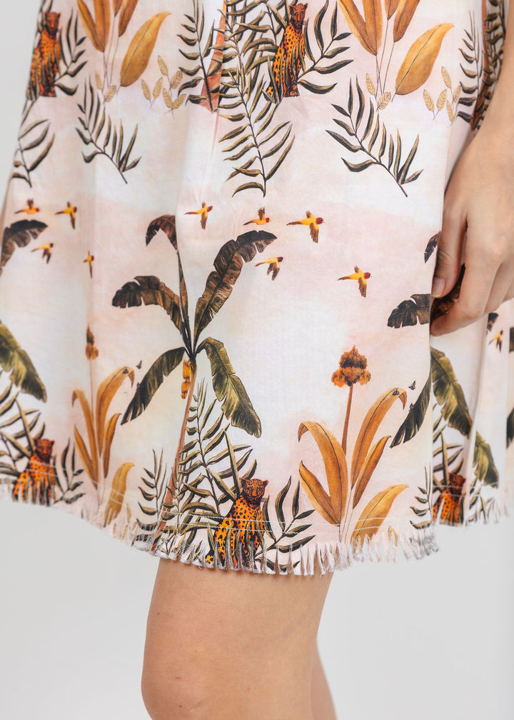 Dizzy-Lizzie Chatham Dress in Ivory Safari Print available at Barbara Katz