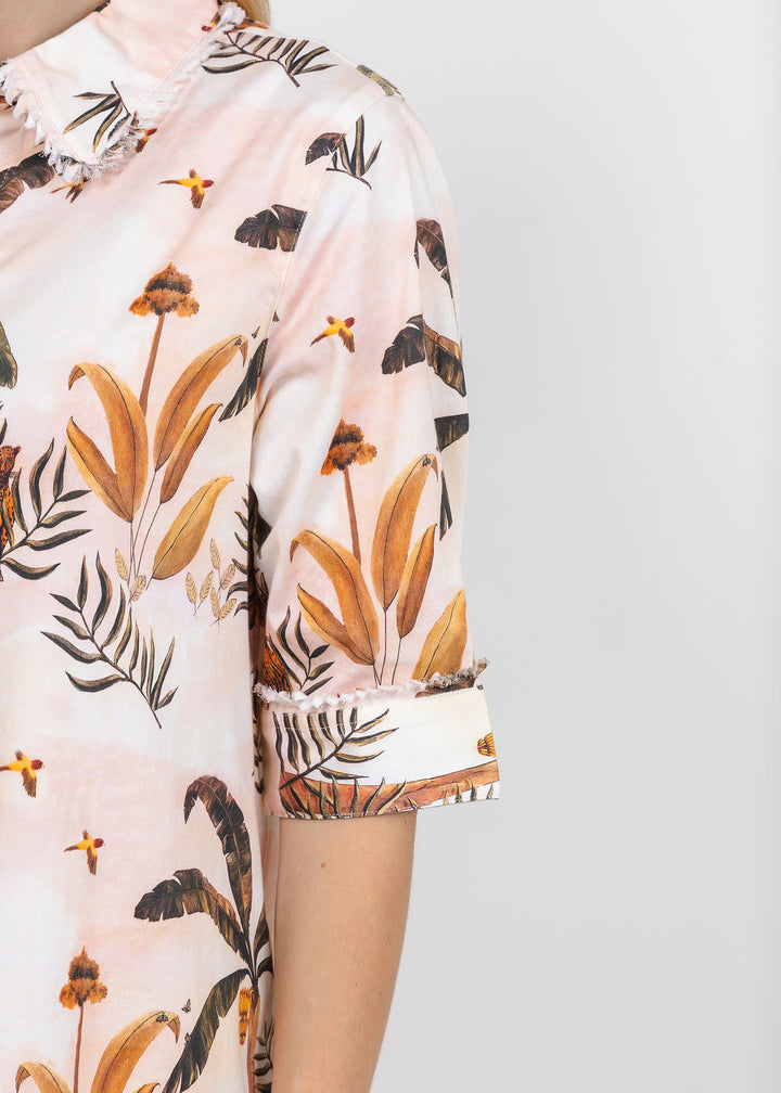 Dizzy-Lizzie Chatham Dress in Ivory Safari Print available at Barbara Katz
