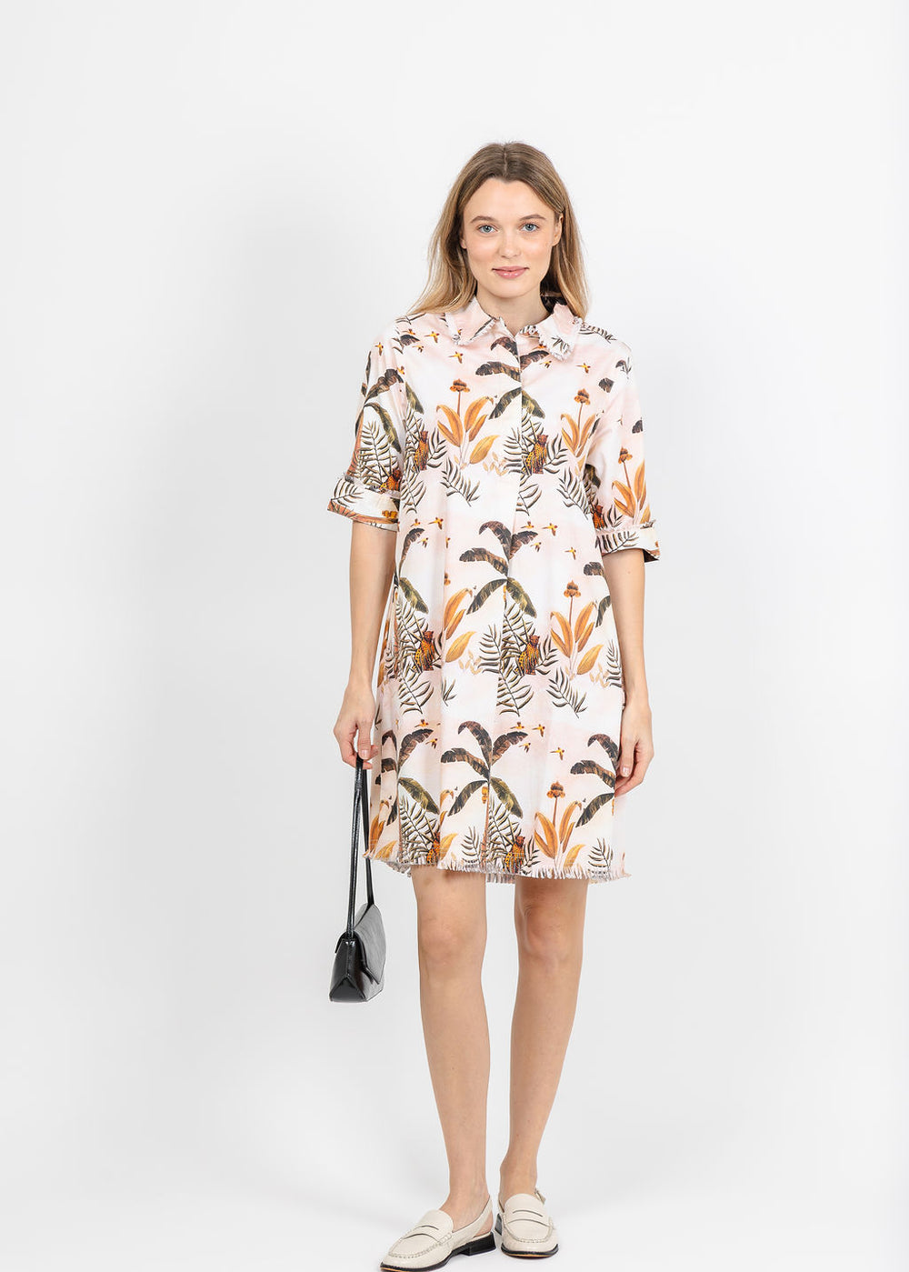 Dizzy-Lizzie Chatham Dress in Ivory Safari Print available at Barbara Katz