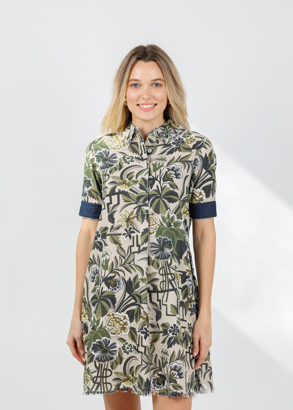 Dizzy-Lizzie Chatham Dress in Neutral Tapestry Print available at Barbara Katz