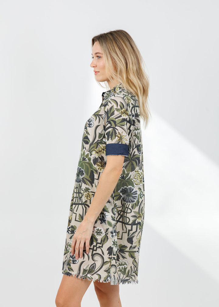 Dizzy-Lizzie Chatham Dress in Neutral Tapestry Print available at Barbara Katz