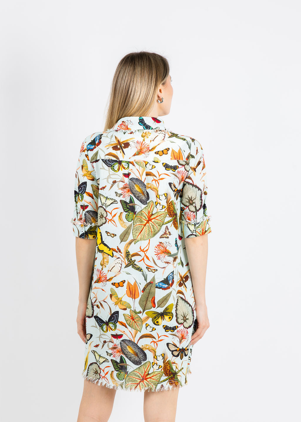 Dizzy-Lizzie Chatham Dress in Turquoise Ground Botanical Print available at Barbara Katz