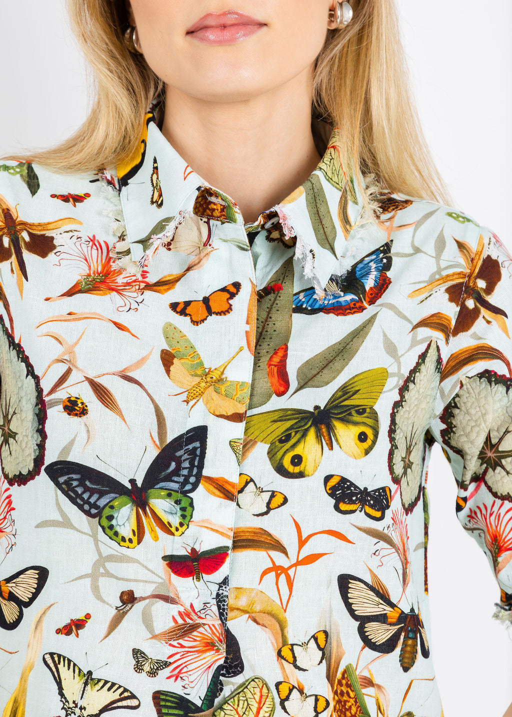 Dizzy-Lizzie Chatham Dress in Turquoise Ground Botanical Print available at Barbara Katz