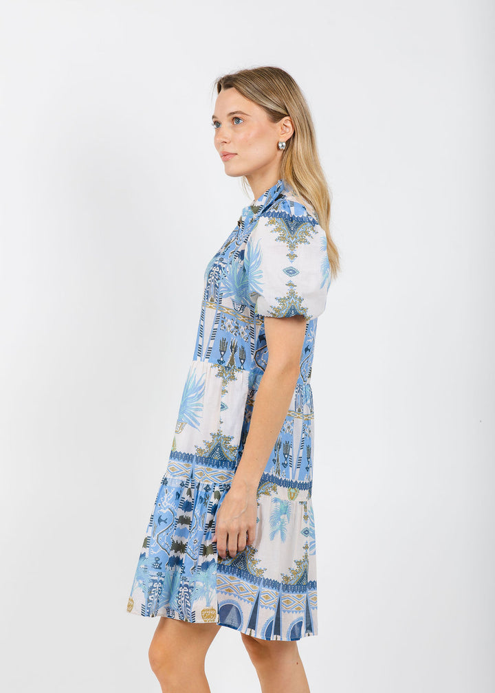 Dizzy-Lizzie Montauk Dress in Blue Ikat Print available at Barbara Katz