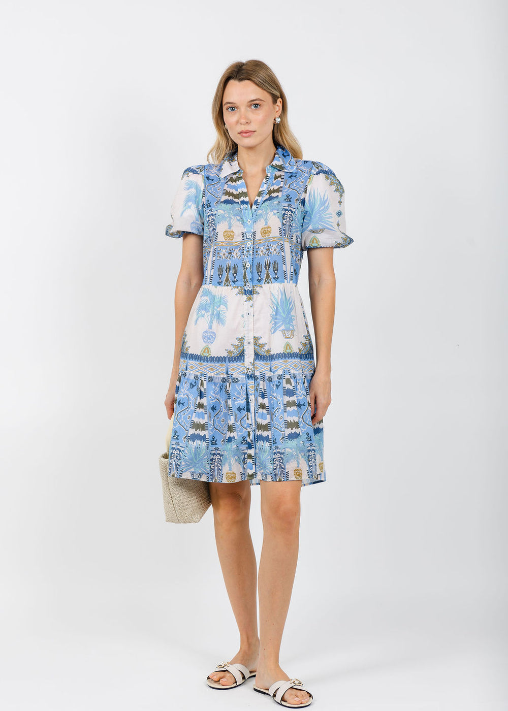Dizzy-Lizzie Montauk Dress in Blue Ikat Print available at Barbara Katz