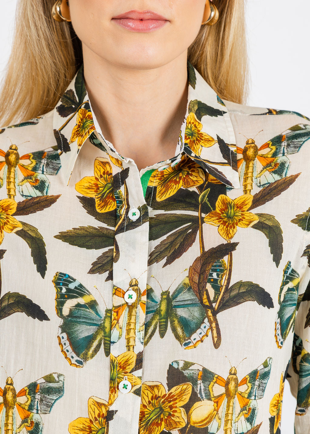 Dizzy-Lizzie Rome 3/4 Sleeve Shirt in Butterfly Print available at Barbara Katz