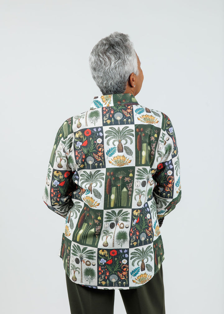 Dizzy-Lizzie Rome Shirt - Patchwork Botanical Print available at Barbara Katz