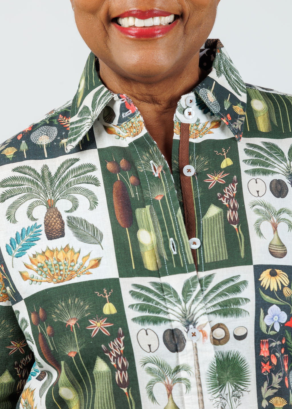 Dizzy-Lizzie Rome Shirt - Patchwork Botanical Print available at Barbara Katz