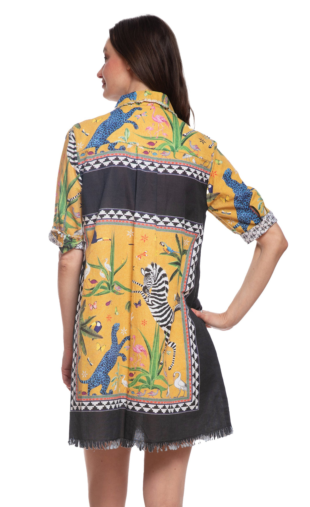 Dizzy-Lizzie Chatham Dress - Mustard Animal available at Barbara Katz