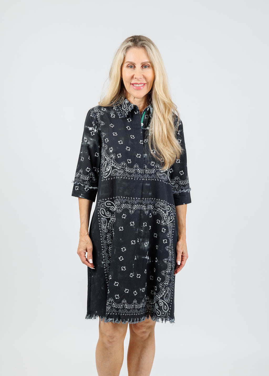 Dizzy-Lizzie Chatham Dress in Black Bandana Print available at Barbara Katz