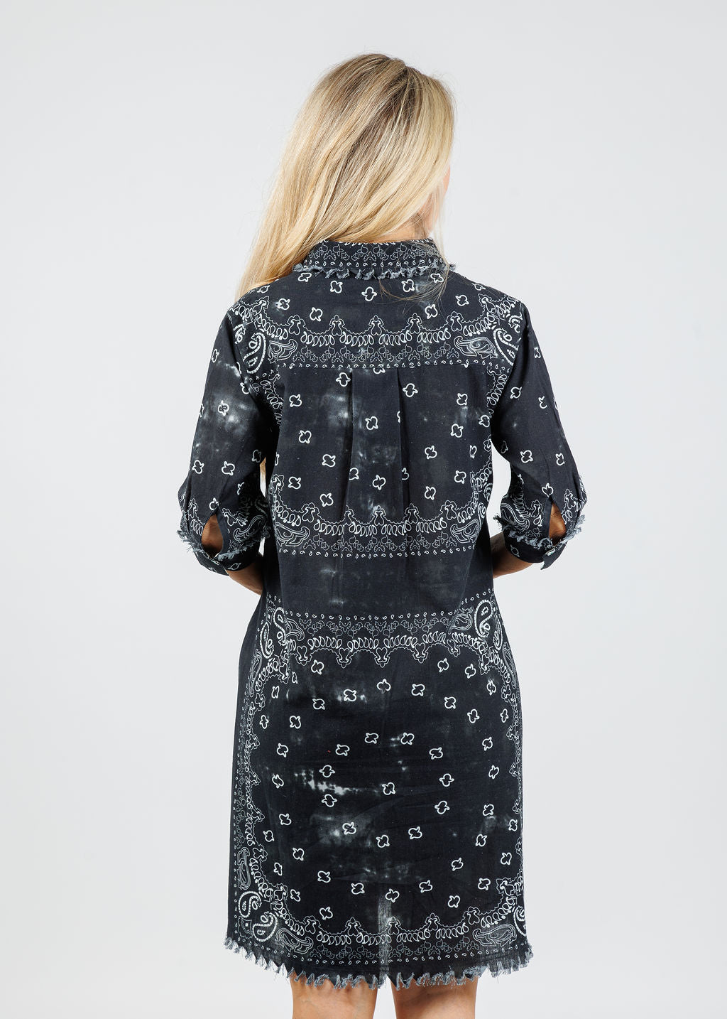 Dizzy-Lizzie Chatham Dress in Black Bandana Print available at Barbara Katz