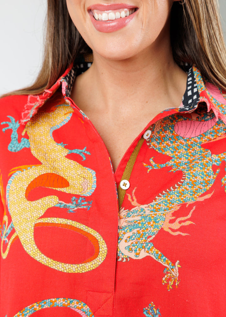 Dizzy-Lizzie Chatham Dress in Red Dragon Print available at Barbara Katz 