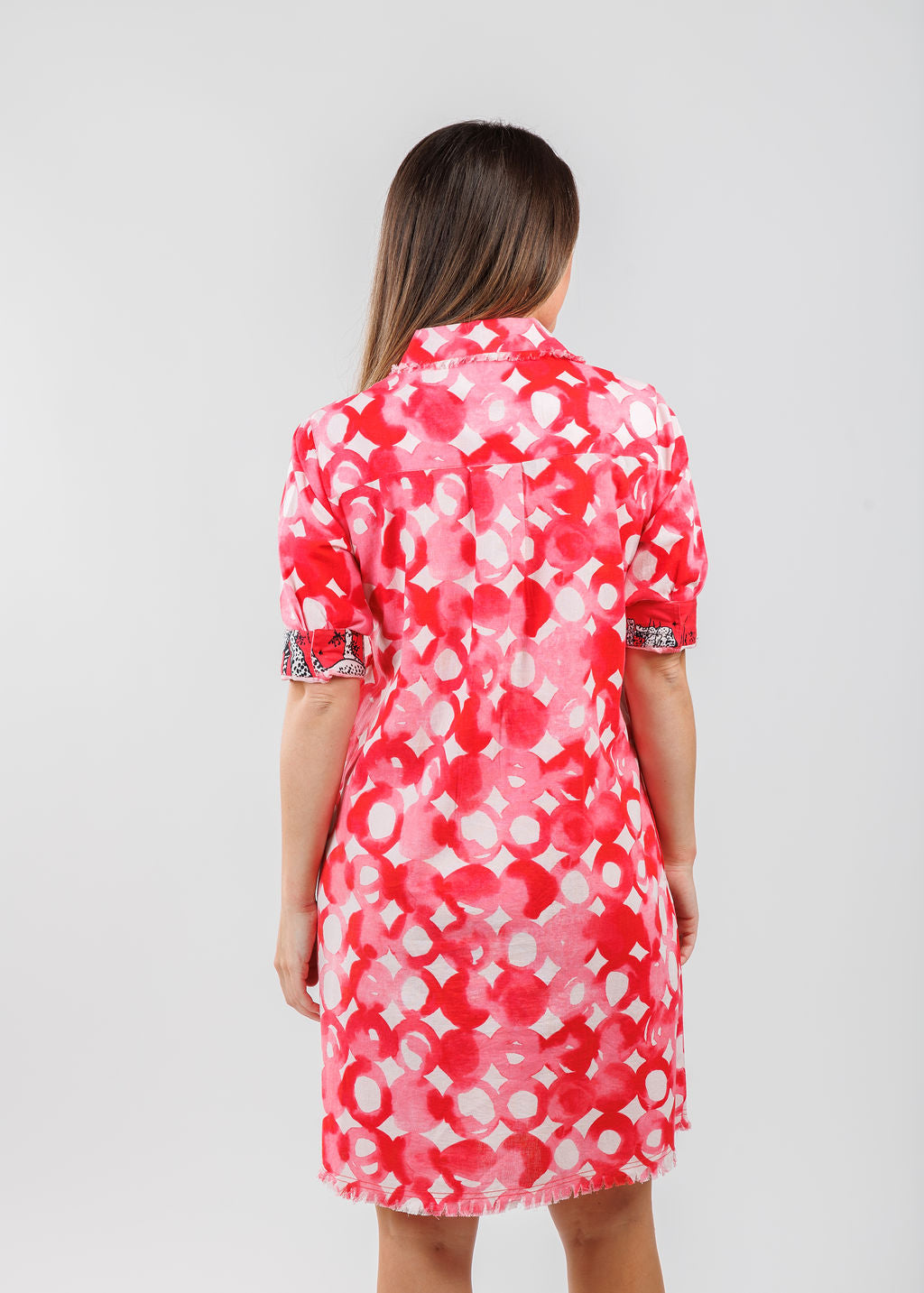 Dizzy-Lizzie Chatham Dress in Pink Watercolor print available at Barbara Katz