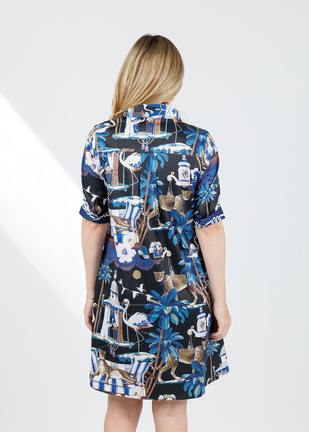 Dizzy-Lizzie Chatham Dress in Navy Pavilion print available at Barbara Katz