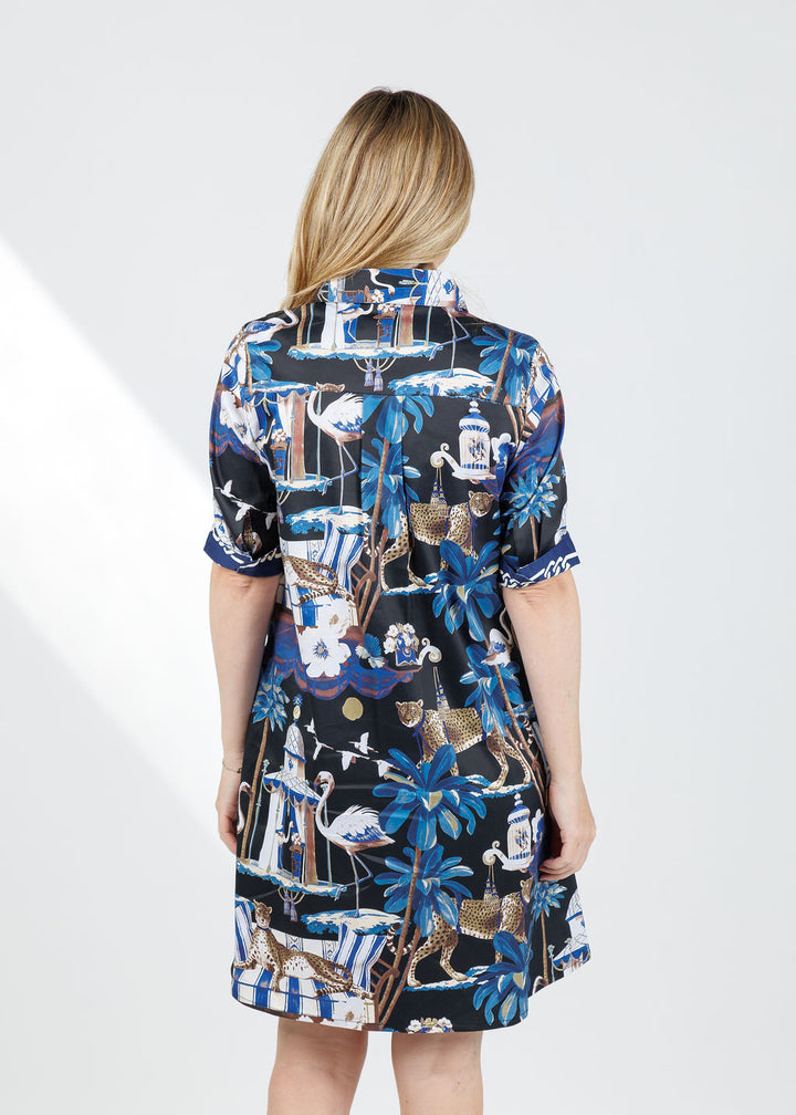 Dizzy-Lizzie Chatham Dress in Navy Pavilion print available at Barbara Katz