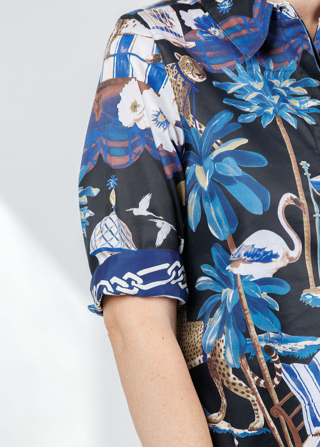 Dizzy-Lizzie Chatham Dress in Navy Pavilion print available at Barbara Katz